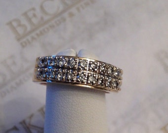 Diamond 2.75CT Double Row 8MM Wide Wedding Band 14K White Gold