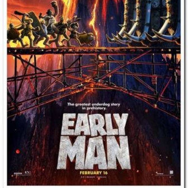 EARLY MAN - 2018 - original D/S 27X40 ADVANCE "B" Movie Poster- Tom Hiddleston, Maisie Williams, Eddie Redmayne