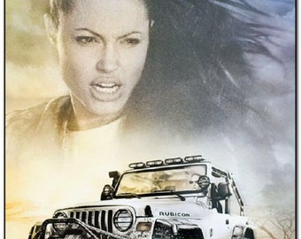 TOMB RAIDER 2 - 2003 - original Mini Movie Poster - JEEP Style - Angelina Jolie, Gerard Butler - Measures 13.25 x 19.50 Inches