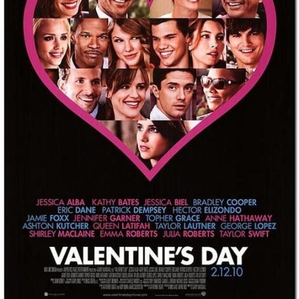 VALENTINE'S DAY - 2010 - Original 1-Sheet Movie Poster - Regular Style - Jessica Alba, Jessica Biel, Bradley Cooper, Taylor Swift