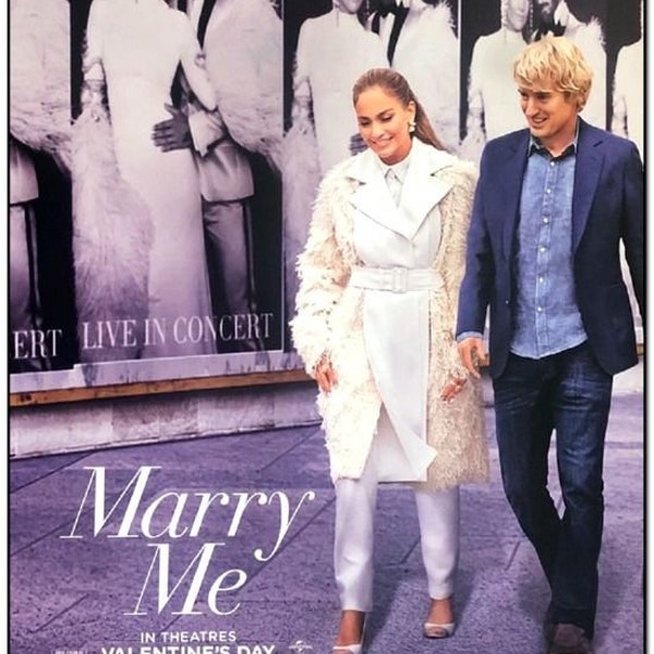 MARRY ME - 2022 - Original 27x40 Advance Movie Poster - JLO - Jennifer Lopez, Owen Wilson, Sarah Silverman, Jimmy Fallon