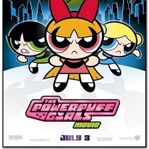 POWERPUFF GIRLS MOVIE - 2002 - original 2-Sided Advance Movie Poster - Tara Strong, Elizabeth Daily