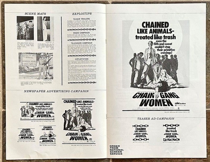 CHAIN GANG WOMEN 1971 Original 8 Page Pressbook No Cuts