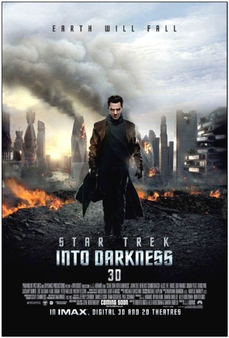 STAR TREK 12: Into Darkness 2013 Original 2-Sided Movie Poster 27x40 Villain Style Zachary Quinto, Zoe Saldana, Chris Pine image 1