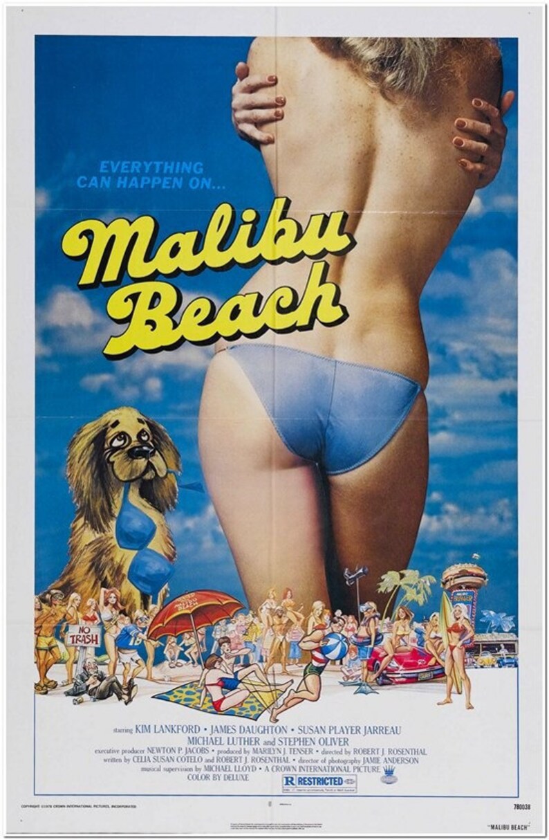 MALIBU BEACH - 1978 - Original 1-Sheet Movie Poster  -  27 x 41 Inches - Sexploitation - Beach Movie - Kim Lankford 