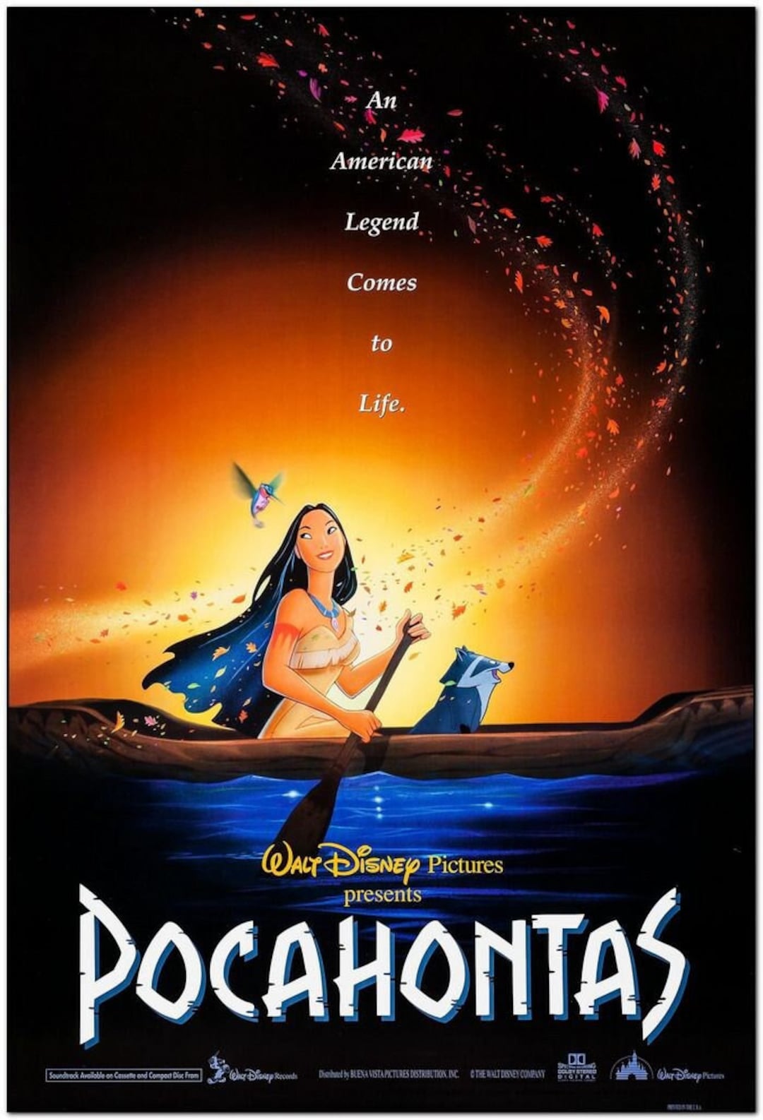POCAHONTAS - 1995 - Original 2-sided DISNEY Movie Poster - Mel