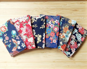 Porte-cartes japonais en coton doré à 23 motifs, porte-cartes fait main, portefeuille pour 6 cartes, organiseur de cartes, porte-cartes de crédit en tissu kimono