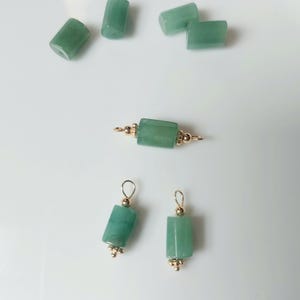Green aventurine Gemstone Bead Charm,Handmade Crystal Pendant,Boho Jewelry Making Supplies, aventurine connector,Genuine Bead,14k gold fill