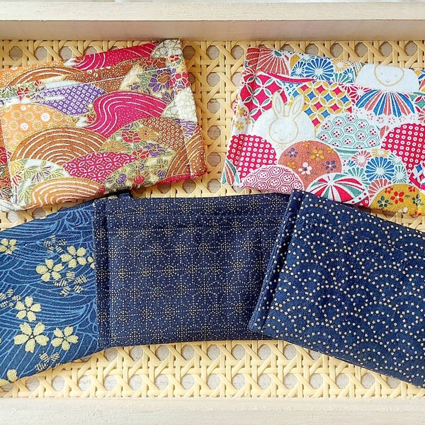 Petit porte-cartes en tissu japonais à 23 motifs, porte-cartes à fente recto-verso, organiseur de cartes, porte-cartes de crédit en tissu kimono