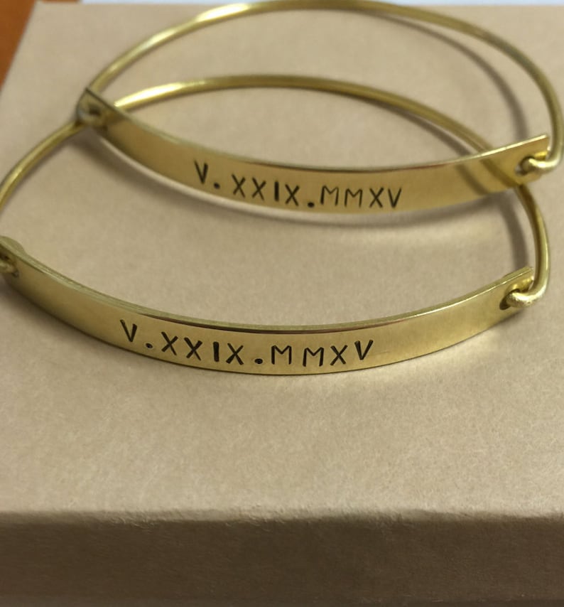 Personalized bracelet Roman Numeral Bracelet Gold Bar Etsy