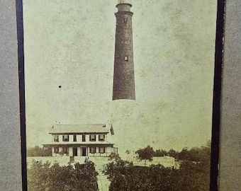Vintage 19th Century Original Cabinet Photo of Pensacola Lighthouse, Florida