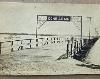 Vintage 1920's Victory Bridge, Manatee River, Bradenton, Florida Postcard
