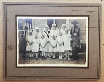 Vintage 19th Century Original Cabinet Photo of Red Cross Volunteers