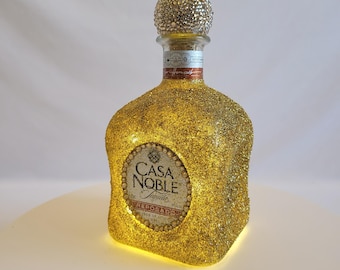 Gold Glitter Casa Noble Bottle: Lighted Tequila Decanter
