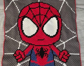 Crochet Superhero-Inspired Blanket | Handmade Character Blanket | 48 x 36