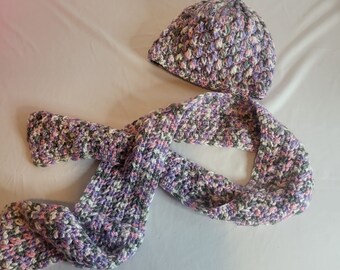 Crochet Hat and Keyhole Scarf Set: Handmade Toddler S-M