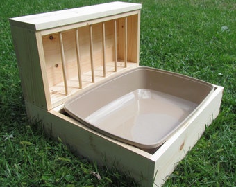 Large - Hop Box: Rabbit Bunny Hay Feeder and Litter Pan Combo, Sifting Pan