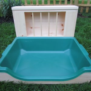 Large EZ Entry Enclosed - Hop Box: Rabbit Bunny Easy Entry Hay Feeder and Litter Pan Combo