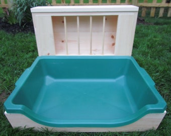 Large EZ Entry Enclosed - Hop Box: Rabbit Bunny Easy Entry Hay Feeder and Litter Pan Combo