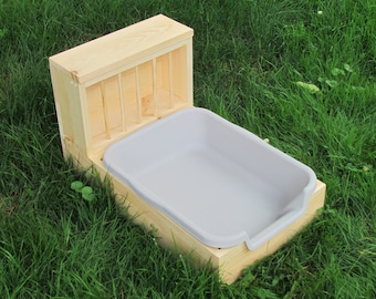 Small Vertical EZ Entry - Hop Box: Rabbit Bunny Easy Entry Hay Feeder and Litter Pan Combo