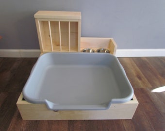 Large EZ Entry 2.0 w/ back bowls - Hop Box: Rabbit Bunny Easy Entry Hay Feeder and Litter Pan Combo