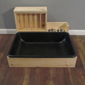 XL 1.0 w/ Back Bowls - Hop Box: Rabbit Bunny Hay Feeder and Litter Pan Combo