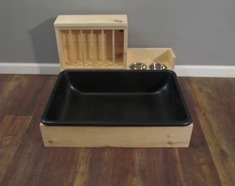 XL 1.0 w/ Back Bowls - Hop Box: Rabbit Bunny Hay Feeder and Litter Pan Combo