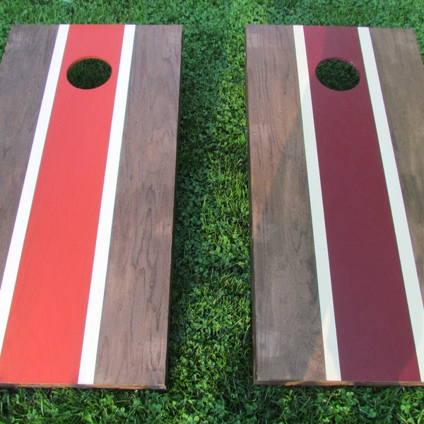 Cornhole Boards Striped Two Toned- Choose your colors! Stained regulation ACA corn hole boards