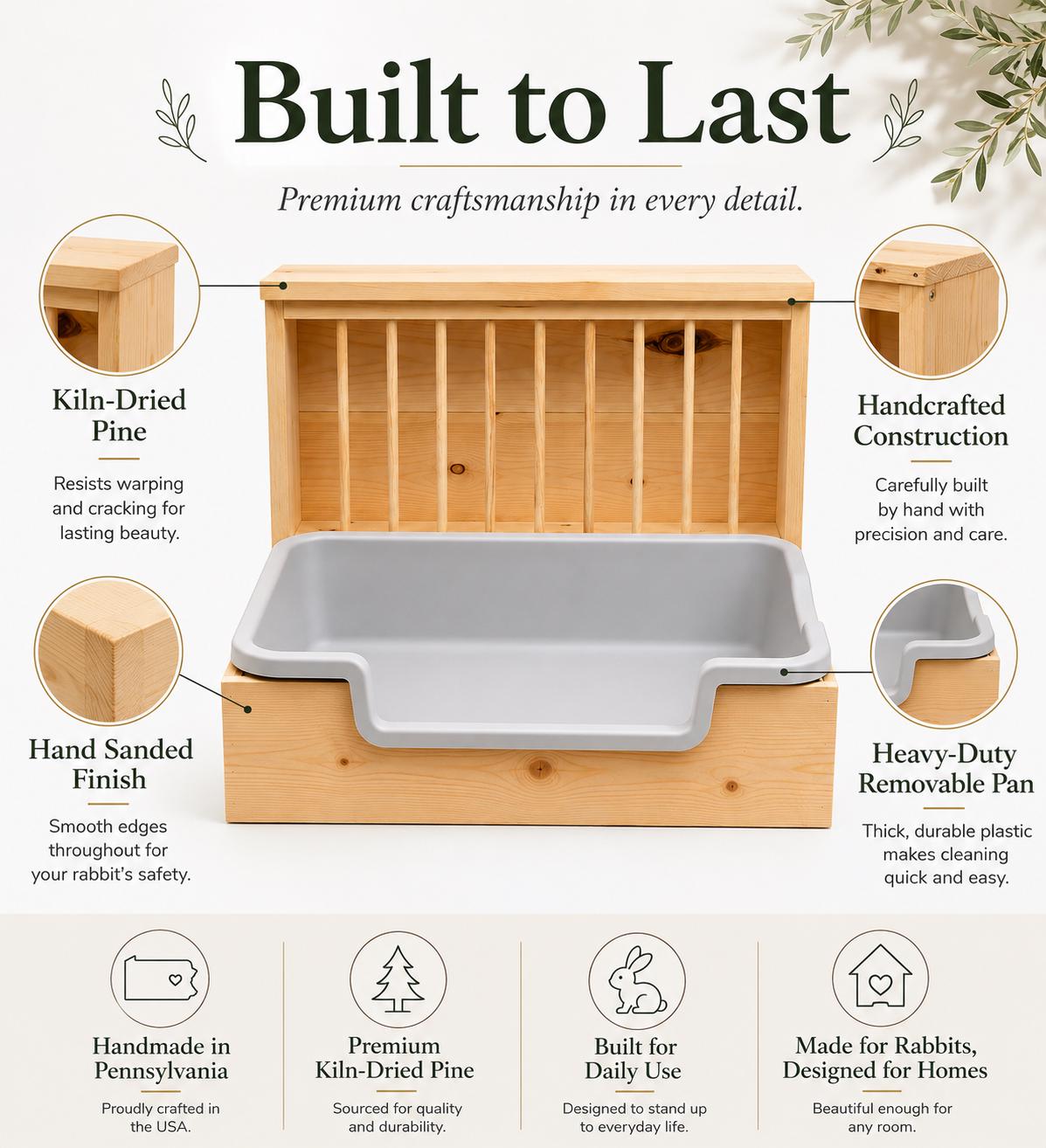 Hop Box Double Entry Rabbit Hay Feeder & Litter Box Combo | Wooden ...