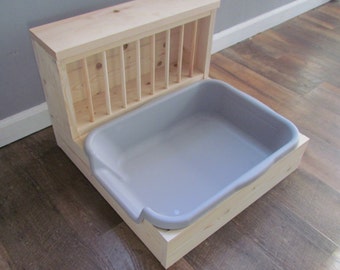 Small EZ Entry - Hop Box: Rabbit Bunny Easy Entry Hay Feeder and Litter Pan Combo