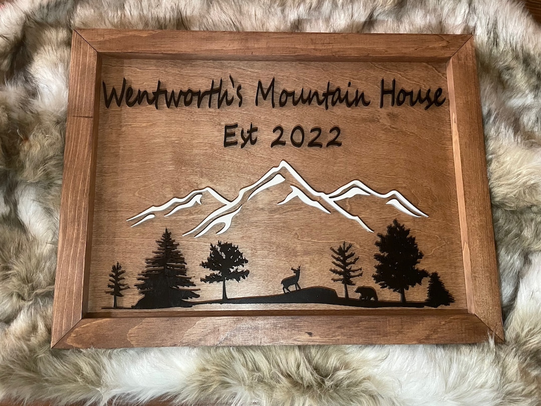 Custom Cabin Mountain House Sign, Personalized Family Wood Sign Etsy