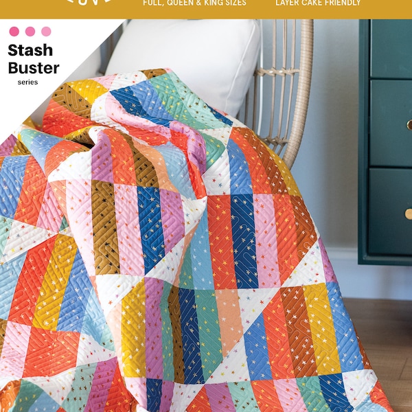 Happy Stripes PDF Quilt Pattern/ Stash buster Quilt pattern/ Layer Cake quilt pattern /quilt pattern/ jelly roll quilt pattern