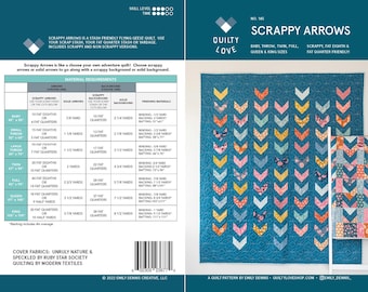 Scrappy Arrows PDF quilt Pattern/ Modern quilt pattern/ Arrow quilt pattern/ quilt pattern/ fat quarter quilt pattern/ easy quilt pattern