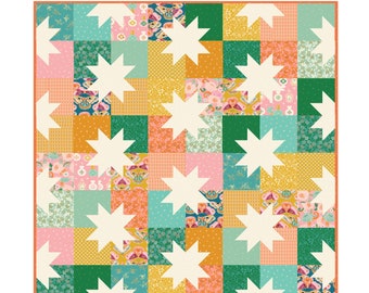 Star Pop II quilt pattern - Scrappy and stash friendly star quilt
