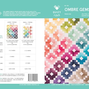 Ombre Gems PDF quilt Pattern/ Modern quilt pattern/ Ombre quilt pattern/ quilt pattern/ fat quarter quilt pattern/ jelly roll quilt