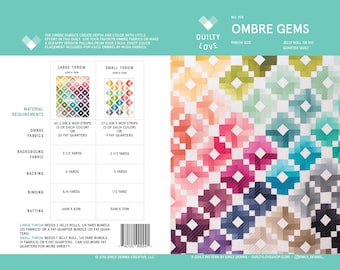 Ombre Gems PDF quilt Pattern/ Modern quilt pattern/ Ombre quilt pattern/ quilt pattern/ fat quarter quilt pattern/ jelly roll quilt