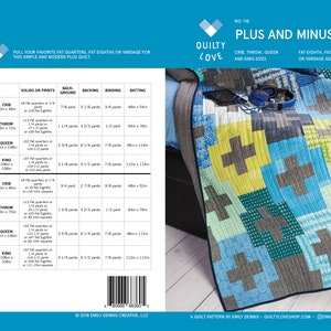 Plus and Minus Quilt Pattern/ Modern quilt pattern/ Plus quilt pattern/ throw quilt pattern/ easy quilt pattern/ quilt pattern/modern quilt