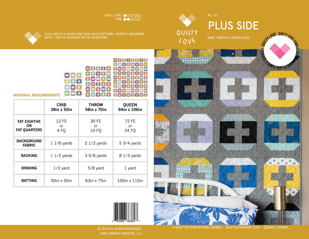 Plus Side PDF Quilt Pattern/ Plus Quilt Pattern /beginner Quilt Pattern ...