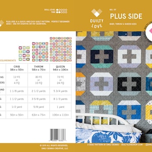 Plus Side PDF Quilt Pattern/ Plus quilt pattern /beginner quilt pattern/ modern quilting/ easy quilt pattern/ fast quilt pattern/Quilty Love