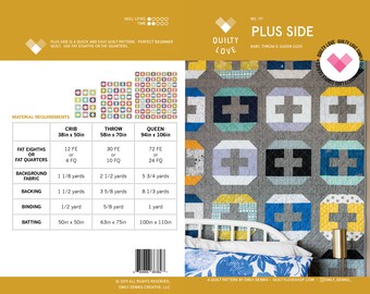 Plus Side PDF Quilt Pattern/ Plus quilt pattern /beginner quilt pattern/ modern quilting/ easy quilt pattern/ fast quilt pattern/Quilty Love