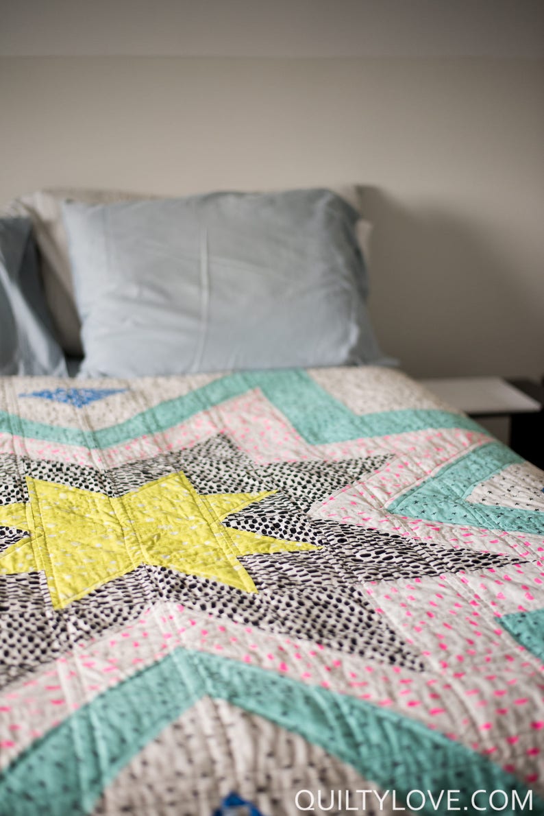 Expanding Stars Quilt Pattern/ Modern quilt pattern/ star quilt pattern/ throw quilt pattern/ easy quilt pattern/ quilt pattern/modern quilt image 6