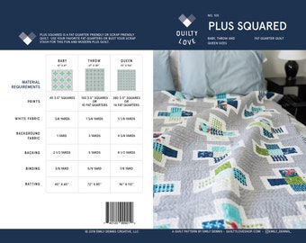Plus Squared PDF Quilt Pattern/ Modern quilt pattern/ Plus quilt pattern/ Plus quilt/ fat quarter quilt/ modern quilt/ digital quilt pattern