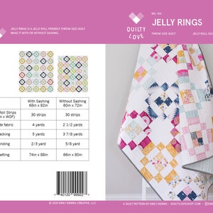 Jelly Rings PDF Quilt Pattern/ modern quilt pattern/ jelly roll pattern/ throw quilt pattern/ modern quilt pattern/ jelly roll quilt/ quilt image 1