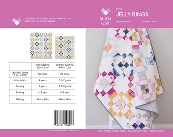 Jelly Rings PDF Quilt Pattern/ modern quilt pattern/ jelly roll pattern/ throw quilt pattern/ modern quilt pattern/ jelly roll quilt/ quilt