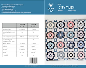 Modello trapunta PDF City Tiles / modello trapunta moderna / modello trapunta / modello trapunta quarto grasso / modello trapunta digitale / modello blocco trapunta