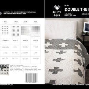 Double the Plus PDF quilt Pattern/ modern quilt pattern/ plus quilt/ easy plus quilt/ beginner quilt pattern/ quilt pattern/ modern quilt image 1