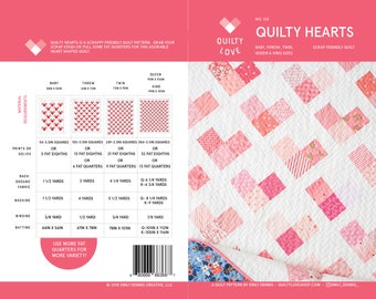 Quilty Hearts PDF Quilt Pattern/ Heart Quilt pattern/ Modern quilt pattern /quilt pattern/ modern quilting/ baby quilt pattern/scrap pattern