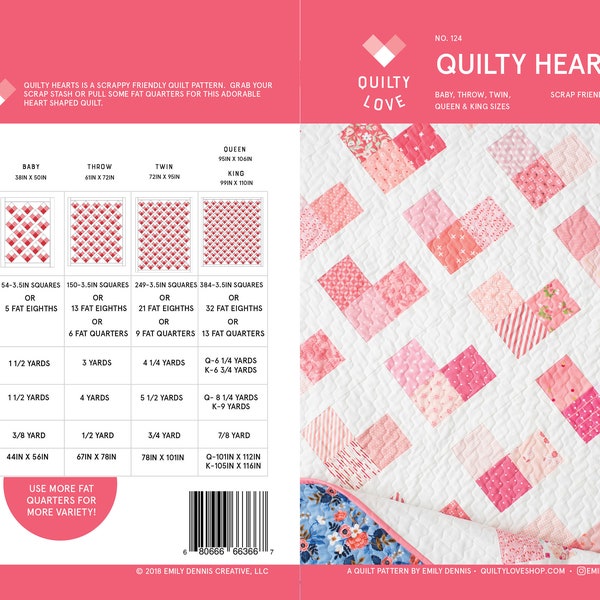 Quilty Hearts PDF Quilt Pattern/ Heart Quilt pattern/ Modern quilt pattern /quilt pattern/ modern quilting/ baby quilt pattern/scrap pattern