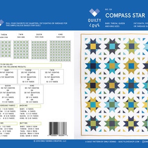 Compass Star PDF Quilt Pattern/ Star Quilt pattern/ Modern quilt pattern /quilt pattern/ modern quilting/ queen quilt pattern/ twin pattern