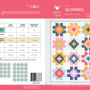 Glowing PDF Quilt Pattern/ Fat Quarter Quilt pattern/ Modern quilt pattern /quilt pattern/ easy quilt pattern